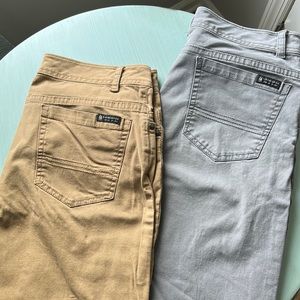 Men’s Flat front rugged canvas terrain pant with side pocket - tan and gray